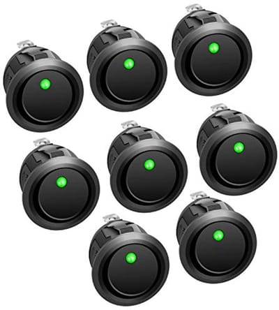 Tuimelschakelaar 8 stuks, 2 standen, aan-uit met LED, DPST 3-pins, 12 V, 20 A voor auto, boot en huishoudelijke apparaten