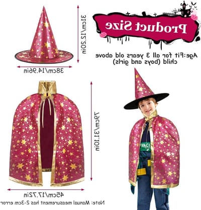 Magische Tovercape voor Kinderen met Sterrenpatroon - Perfect voor Halloween Feest, Tovernaarskostuum en Verkleedaccessoires voor Meisjes