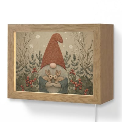 Wandlamp 20x15 cm - Oplaadbaar - Kerstgnome - Konijntjes - Kleurrijk - Wandlampen binnen woonkamer - Slaapkamer lamp met kabel - Decoratieve nachtlamp - Vloerlamp snoer