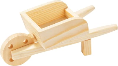 Houten miniatuur kruiwagen 12 cm voor poppenhuis en decoratie