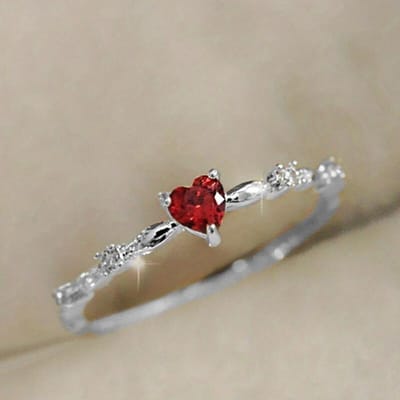 Rode Zirconium Verlovingsring, Met Een Esthetisch Ontwerp Met Een Dunne Ringband, Is Een Modieus Juweel Voor Vrouwen En Een Perfect Cadeau 9 zilver