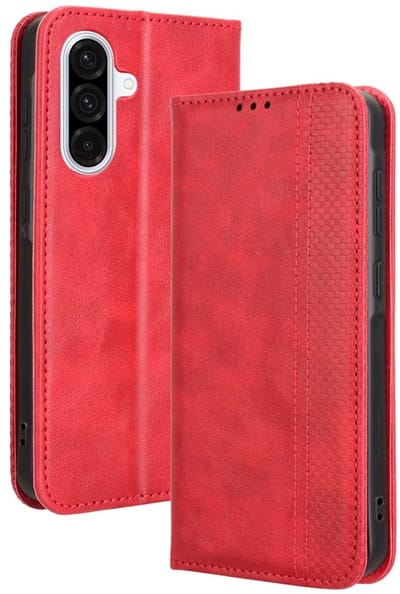 Coverup Hoesje - Geschikt voor Samsung Galaxy A56 Hoesje - Coverup Vintage Style Book Case - Rood