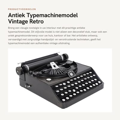 Dailygoods- Typemachine Antiek Model - Vintage Decoratie - Retro Draagbaar - Uniek Ontwerp - Nostalgische Decoratie - Voor Thuis/Kantoor