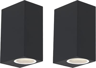 QAZQA baleno - Moderne Wandlamp Up Down voor buiten - 2 stuks - D 9 cm - Zwart - Buitenverlichting