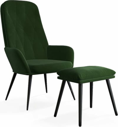 vidaXL - Relaxstoel - met - voetenbank - fluweel - donkergroen