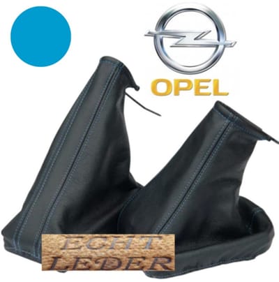 Echt Leder Pookhoes & Handremhoes Opel Corsa C Bj 2000-2006 Blauwe Stiksels