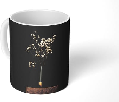 Mok - Koffiemok - Bloembollen - Wit - Vaas - Minimalistisch - Mokken - 350 ML - Beker - Koffiemokken - Theemok