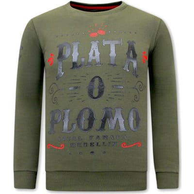 Heren Trui met Print - PLATA O PLOMO - Groen