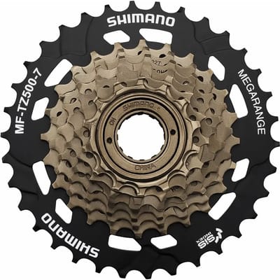 Shimano 7-speed schroefvrijloop - MEGA RANGE 14-34T - Zwart/Goud