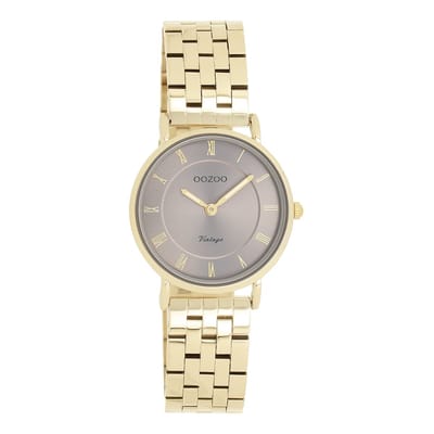 OOZOO Vintage series - Goudkleurige horloge met goudkleurige roestvrijstalen armband - C20377
