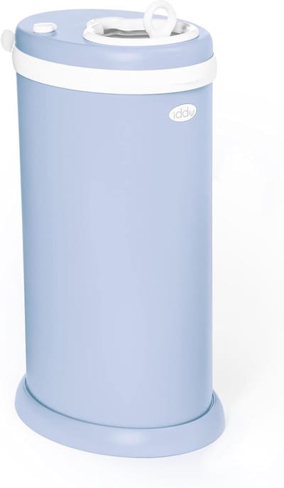 Luieremmer Staal - Geurvrij Afval - Babykamer Fris - Kindveilige Sluiting - Grote Capaciteit - Bewolkt Blauw