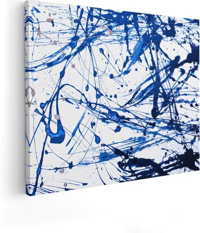 Artaza Canvas Schilderij Abstract - 50x40 cm - Wanddecoratie Woonkamer - Muurdecoratie Verfspetters - Kamer Accessoires