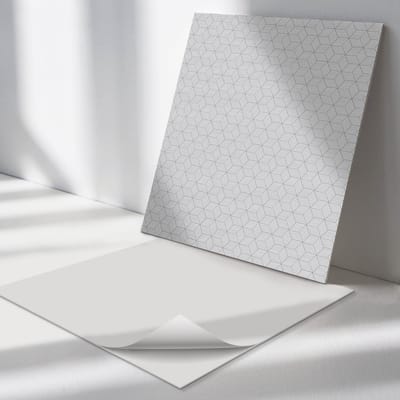 Wallfluent Vinyl Tegels - Zeshoekig Bladpatroon Vinyl Tegels Zelfklevend - 30 cm x 30 cm - Grijs PVC Tegels - Verpakking van 9 stuks - Vierkant PVC Tegels - Patroon Plaktegels - Zelfklevende Vinyltegels - Plaktegels Keuken en Badkamer