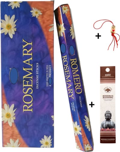2 Kokers - Wierook - Wierookstokjes - Wierooksticks - Incense sticks - Rozemarijn - Rosemary - 40 stokjes + 5 mini wierookstokjes + Gelukspoppetje