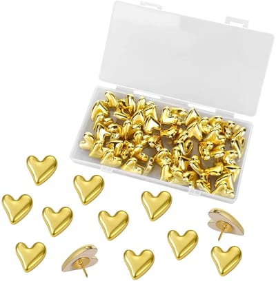 Dailygoods- Punaises Hartvormig 50st - Decoratieve Punaises - Prikbord - Bevestiging - Nikkellegering - Schattig en Praktisch - Pushpins