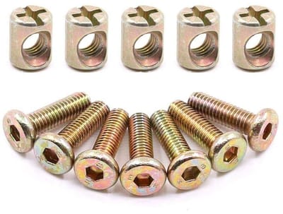 Dailygoods- Meubels Bout Moer Set 15 Stuks - M6 Schroef - Verzinkt - Hex Socket - Platte Hoofd - Ideaal voor Doe-Het-Zelf Projecten - Schroeven