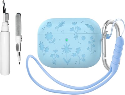 3-in-1 Beschermhoes voor Draadloze Oordopjes met Sleutelhanger en Reinigingsset - Schokbestendige Siliconen Case met Bloemenprint