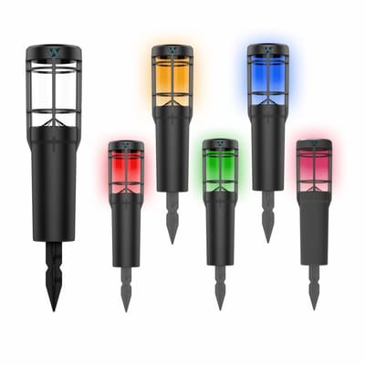 VibeXpert - Set van 4 Solar Tuinlampen met Kleur LED – LED Tuinverlichting op Zonne-energie – Weerbestendig & Draadloos – Sfeerverlichting Buiten voor Tuin of pad