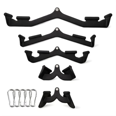 PH Fitness Multi Angle Grip Set Pro – 5 Ergonomische Kabelgrepen met Carabiners – Voor Lat Pulldown, Rows & Complete Rugtraining