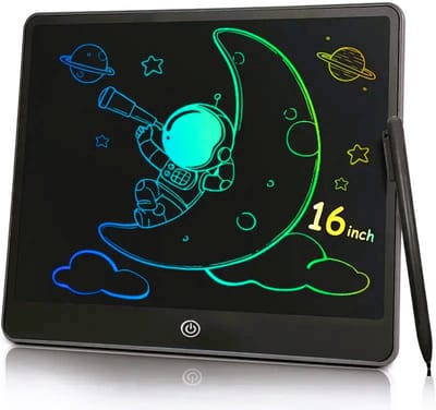 K&R Ventures® LCD Tekentablet – 16 Inch Digitaal Tekenbord voor Kinderen – Kleurrijk Schrijfbord & Notitiebord – Educatief Speelgoed – Extra Groot – Zwart