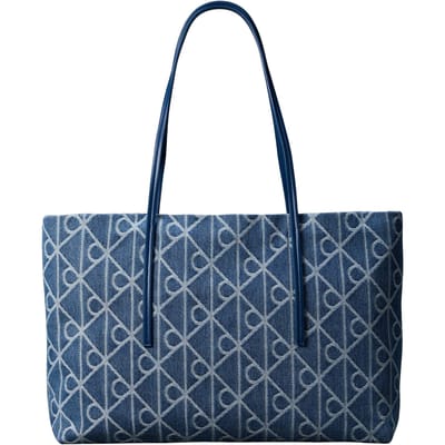 Calvin Klein Emblem All-over Print Denim Tote Bag Medium Wash Taglia: OS | Borsa di tela Outlet | Donna | Blu
