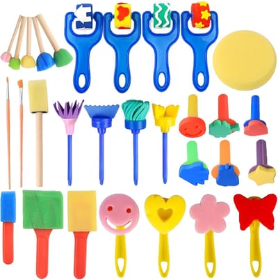 Sponskwasten voor Kinderen - Creatieve Schildergereedschappen Set (30 Stuks)