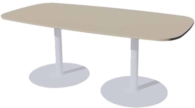 Linesto Vergadertafels Deens Ovaal 200cm breed 100 cm diep Framekleur Aluminium Bladkleur Lichtgrijs
