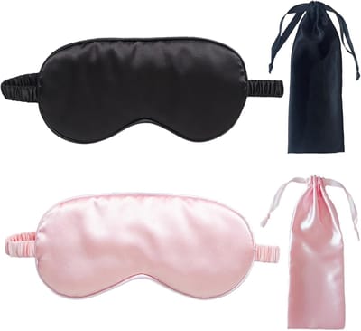 4 Stuks Zijden Slaapmaskers voor Dames en Heren, Ultra Zacht en Ademend, Draagbaar met Elastische Band voor Comfortabel Slapen en Ontspanning
