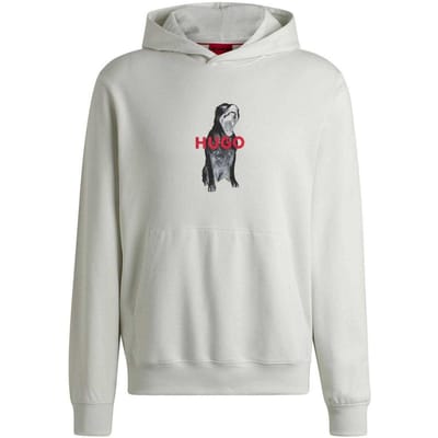 Hugo Mens Dartchon Bulldog Hoodie met Capuchon - Relaxed Fit (Natuurlijk)