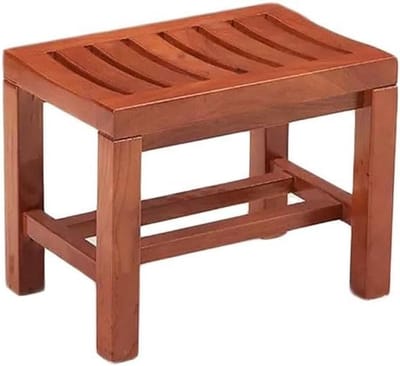 Badkamerkruk Massief Hout - Houten Zitje - Douchen en Ontspannen - Dubbel Versterkt Ontwerp - 32 cm Hoog - Begonia
