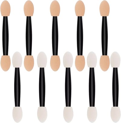 10-Piece Disposable Eyeshadow Applicator - Makeup Brush - Double Sided Sponge with Lace voor Professionele Make-up Toepassing (Zwart)