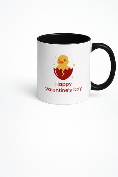 Valentijnsdag Mok Eendje uit Ei - Schattig 'Happy Valentine's Day' Kuiken Cadeau