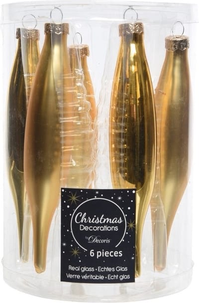 Gouden kerstballen pegels glas 15 cm