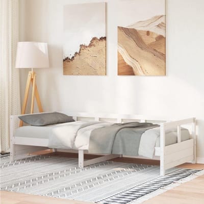 Dagbed Grenenhout - Slaapbank Bank - Ruimte Besparen - Massief Hout - 80 x 200 cm - Wit