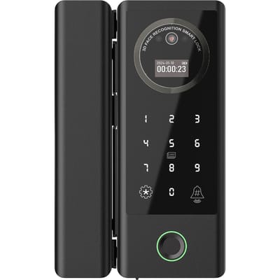 Serrure Intelligente Serrure de Porte en Verre Déverrouillage à Distance WiFi Application TT Déverrouillage par Visage Empreinte Digitale Mot de Passe Carte IC noir