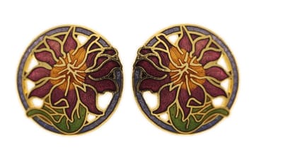 Behave - Oorringen dames - bloemmotief - rood en groen en paars - 2 cm