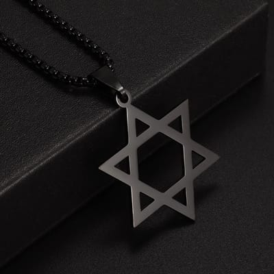 Donley Davidster kruis ketting - joodse ketting - davidster - kruis davidster - hexagram ketting - sexagram - Chanoeka - Hanukkah - Judaïca - Culturele sieraden - Zwart