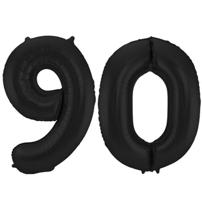 Folat Verjaardag Leeftijd folieballon - 90 jaar - zwart - 86 cm - cijferballon groot