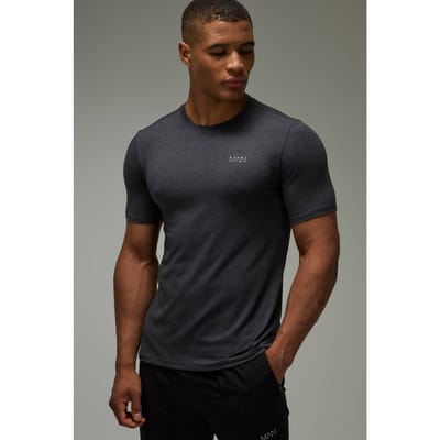 Heren Actief Gemêleerd Regular Fit T-shirt | Black | Size XL
