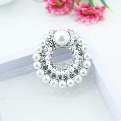Boucle de foulard en soie ronde, mode élégante créative, broche tout-assorti, strass en soie, boucle de foulard en soie perlée gray