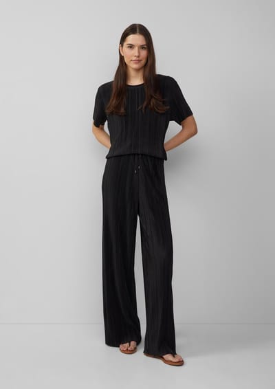 s.Oliver - female - Geplisseerd broek met wijde pijpen en relaxed fit