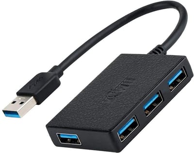 Dailygoody - USB 3.0 Hub - 4-poorts datahub - Ultra slank - Draagbaar - Ideaal voor toetsenbord en muis - Geschikt voor diverse USB-apparaten