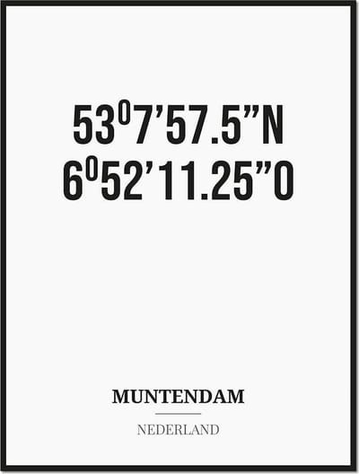 Poster/kaart MUNTENDAM met coördinaten