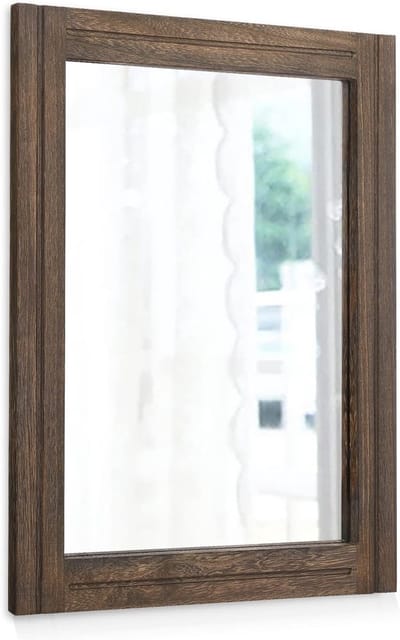 Rustieke houten spiegel - Rechthoekige decoratieve wandspiegel met lijst voor slaapkamer, woonkamer en badkamer, ideaal voor interieurdecoratie en ruimtevergroting