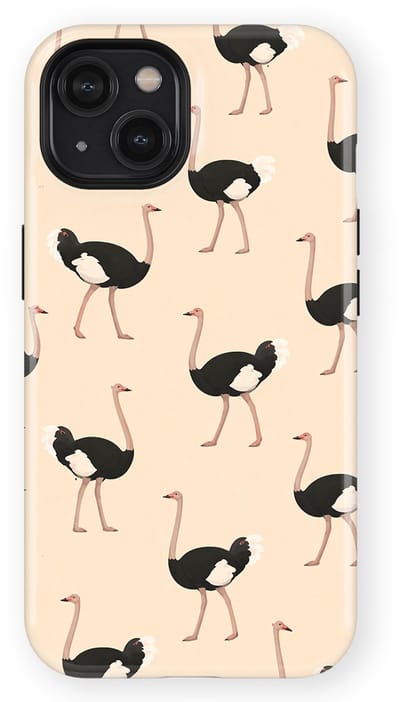 Safari Tough Case geschikt voor iPhone 14 | Premium hoesje met Safari Dieren Design | Geschikt voor Mag | Dieren Print Backcover geschikt voor iPhone 14 Struisvogel