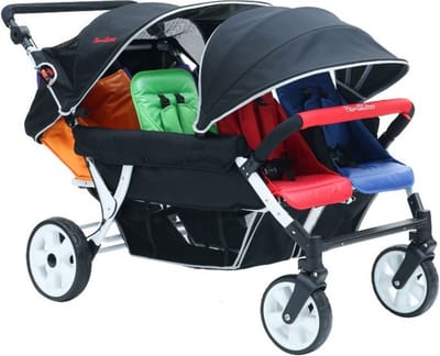 Elektrische Familidoo Lidoo Bus Zeslingwagen - 6 zitjes Wandelwagen - 2 Plaatsen Geschikt voor 2 newborn baby's