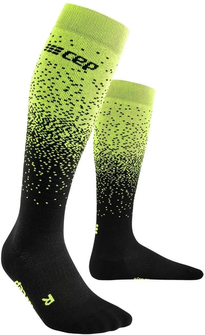CEP Ski Merino Compressiekousen - Zwart/groen