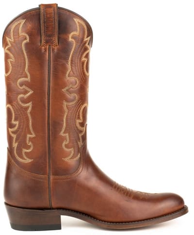 Mayura Boots 2627 Kastanje Bruin Cowboy Western Casual Heren Laarzen Semi Cubaanse Hak Echt Leer Ronde neus Maat EU 41