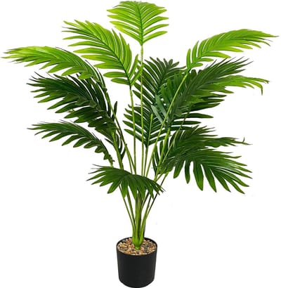 Dailygoods- Kunstpalm 80 cm - Tropische Kunstplant - Kunstplanten in Pot - Kunstplanten voor Binnen/Buiten - Moderne Decoratie - Realistische Planten