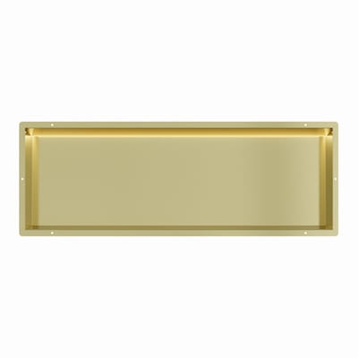 Mat goud RVS Inbouwnis 30x90x7cm met tegelflens en RGB verlichting